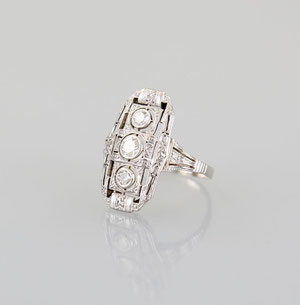 Diamant-Ring des Art-Deco in Weissgold aus Vlotho
