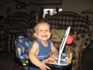 Eric found a cheap walker in the market. Caleb was happy with his present.