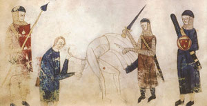 La castration. Coutumes de Toulouse, 1296, BnF. Temple de Paris