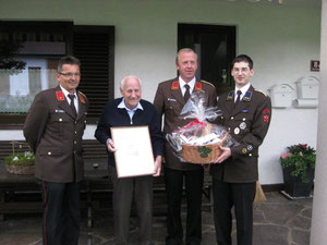 v.l.: BI Walter Fuß, BI Nikolaus Mayr, OBI Erich Wurzer, OV Georg Crepaz