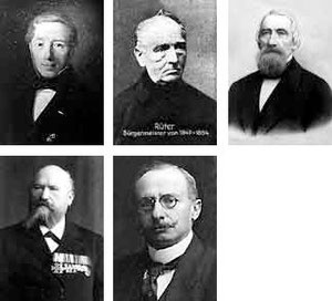 Hermann Chr. Haege, Arnold Rüter, Louis von Schell, Emil Mangelsdorf, Gustav Tummes