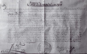 Carta de Incorporación a la Hermandad de la Cruz de Jerusalén. 1834