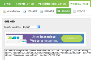 Jimdo Werbemittel Banner und Affiliate Links