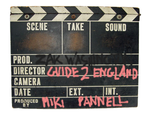 vintage clapper-board with Zakwashington logo