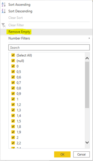 Power Query in Power BI Desktop filtering empty values