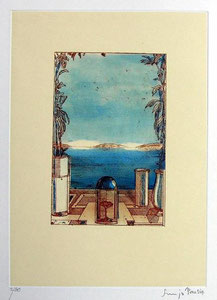 Sergio Pausig acquaforte acquatinta a colori originali, numerata e firmata dimensioni: 35x50 cm.  anno: 1992