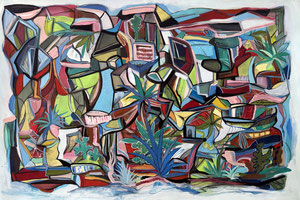 Platform [SMA030125-32X48] | 2025 | charcoal, gouache, acrylic and ink on paper | 32 x 48 in ( 81 x 123 cm )