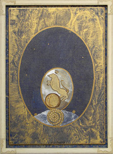 Blasone Gattopardo Rampante 27 x 37 x 2 cm. pigmenti lacche e smalto oro su intonaco a colla 2007