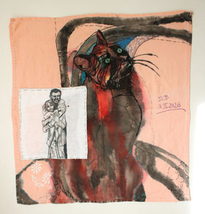 Technique mixte, 43 x 43 cm.