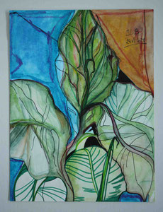 Technique mixte , 23 X 30,5 cm .