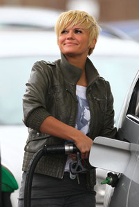 Kerry Katona filling up at the gas station Oxted Surrey UK
