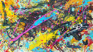 Sarah Esslinger-Dahlmann, spielen und kämpfen, August 2023, 130 x 75cm, Acrylfarbe, Mischtechnik auf Holz