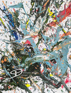 Sarah Esslinger-Dahlmann, Dickicht, Februar 2025, 90 x 120 cm, Acrylfarbe, Mischtechnik auf Leinwand