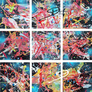 Sarah Esslinger-Dahlmann, funkeln, Papierarbeit (9-teilig), Mai 2023, Acrylfarbe, Mischtechnik auf Papier