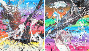 Sarah Esslinger-Dahlmann, Übergänge I und II, Mai 2025, je 60 x 70 cm, gesamt 120 x 70 cm, Mischtechnik auf Leinwand