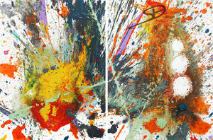 Sarah Esslinger-Dahlmann, Verlustangst (zweiteilig), November 2022, 60 x 80 cm gesamt 120 x 80 cm, Acrylfarbe, Mischtechnik auf Leinwand