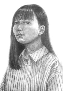 H.Mさん作　自画像デッサン