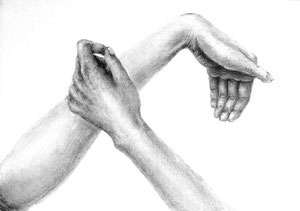 M.Nさん作　手の構成デッサン