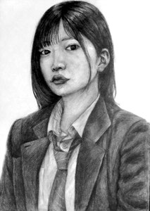 M.Aさん作　自画像デッサン