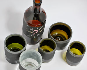 BT - bottiglia da tavola a parete lavagna con set di bicchieri abbinati