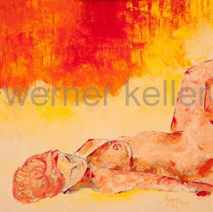 Akt I - Original: Acryl auf Hartfaser, 40x40 cm, 350 € • Druck auf Leinwand : 90 € 