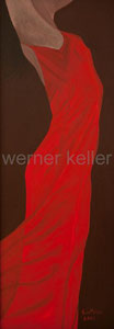 rotes Kleid - Original: Öl auf Hartfaser, 35x100 cm, 850 € • Druck auf Leinwand: 160 €