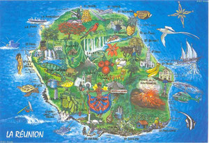 Carte touristique de l'île de la Réunion