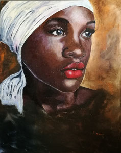 Portrait einer Afrikanerin. Acryl. 120 x 140 cm