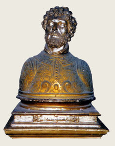Busto-reliquiario di S. Primiano, custodito nella "Cappella del Tesoro" [da Mammarella, Larino sacra..., San Severo 2000; foto Zurolo]