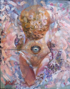 The`Doll` 2013, size 100/80cm, mixed(oil,acrylic and canvas. SOLD