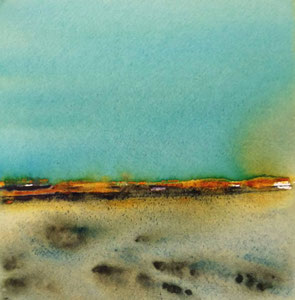 "Ginder" nazomer-8, 2023/ Aquarelle on aquarelle paper and woden panel/ 20x20x3 cm (Sold, private collection in Dordrecht )