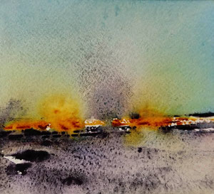 "Ginder" nazomer-3, 2023/ Aquarelle on aquarelle paper / 14.5x13.5cm