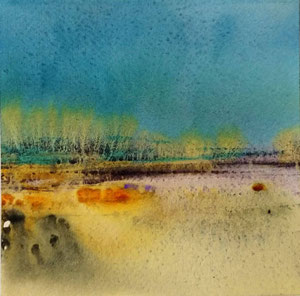 "Ginder" nazomer-1, 2023/ Aquarelle on aquarelle paper and woden panel/ 15x15x3 cm (Sold, private collection in Dordrecht )