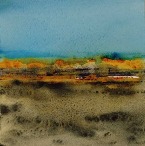 "Ginder" nazomer-6, 2023/ Aquarelle on aquarelle paper and woden panel/ 15x15x3 cm (Sold, private collection in Dordrecht )