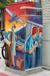 Traffic Control Box Mural for the City of Long Beach. Located in Belmont Shore on 2nd St.