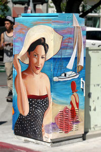 Traffic Control Box Mural for the City of Long Beach. Located in Belmont Shore on 2nd St.