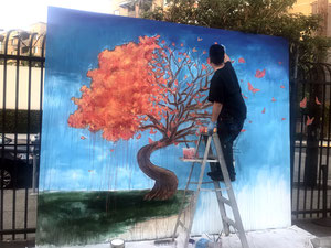 One Day Live Painting/Mural  at Angel City Brewery,  Arts District DTLA, for Art Share LA, sponsored by Dunn Edwards