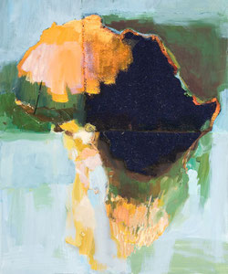 Africa 14, 2005, 60 x 49 cm, oil and fabric on canvas