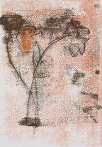 Ranunkeln orange, 2015, 30 x 21 cm, printing ink on paper on wood