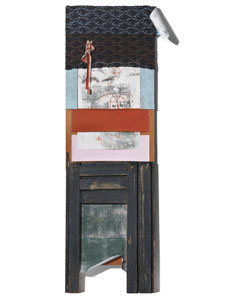 Blumen in Vase groß, 2016, 192 x 59 cm, on paper, wood and fabric