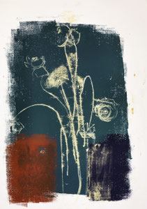 Blumen in Vase 1, 2015, 60 x 42 cm, on paper on wood