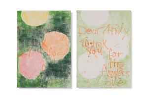 Dear Andy, 2014, series of 2 monotypes, 60 x 42 cm, on paper on wood