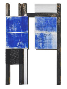 Ranunkeln in ultramarin, 2016, 189 x 127 cm, on paper, wood and fabric 