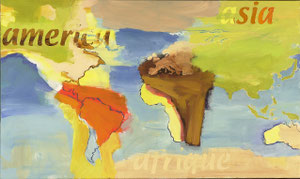 world map, 2001, 76 x 127 cm, oil on canvas