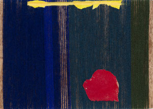 weiß blau gelb grün rot 12, 2025, 21 x 30 cm, wool, fabric, paper on wood