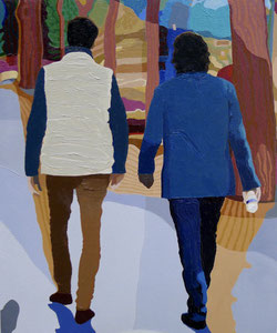 Walking, (Paris, Series), Oil on Paper, 14 x 12 inches, 2019