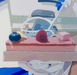 Pâtisserie Dalloyau, (Hôpital Américain de Paris, Series), Oil on Paper, 9 x 8 3/4 inches, 2019