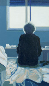 Room #506 (Hôpital Américain de Paris, Series), Oil on Paper, 11 1/2 x 6 1/2 inches, 2019