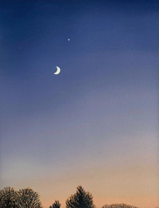 December 7th, (Nightscapes Series), Oil on Paper, 11 3/4 x 9 inches, 2025
