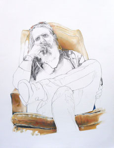 Kevin (Portrait of Kevin Ratterman), Graphite and Oil on Paper, 24 x 18 inches, 2014